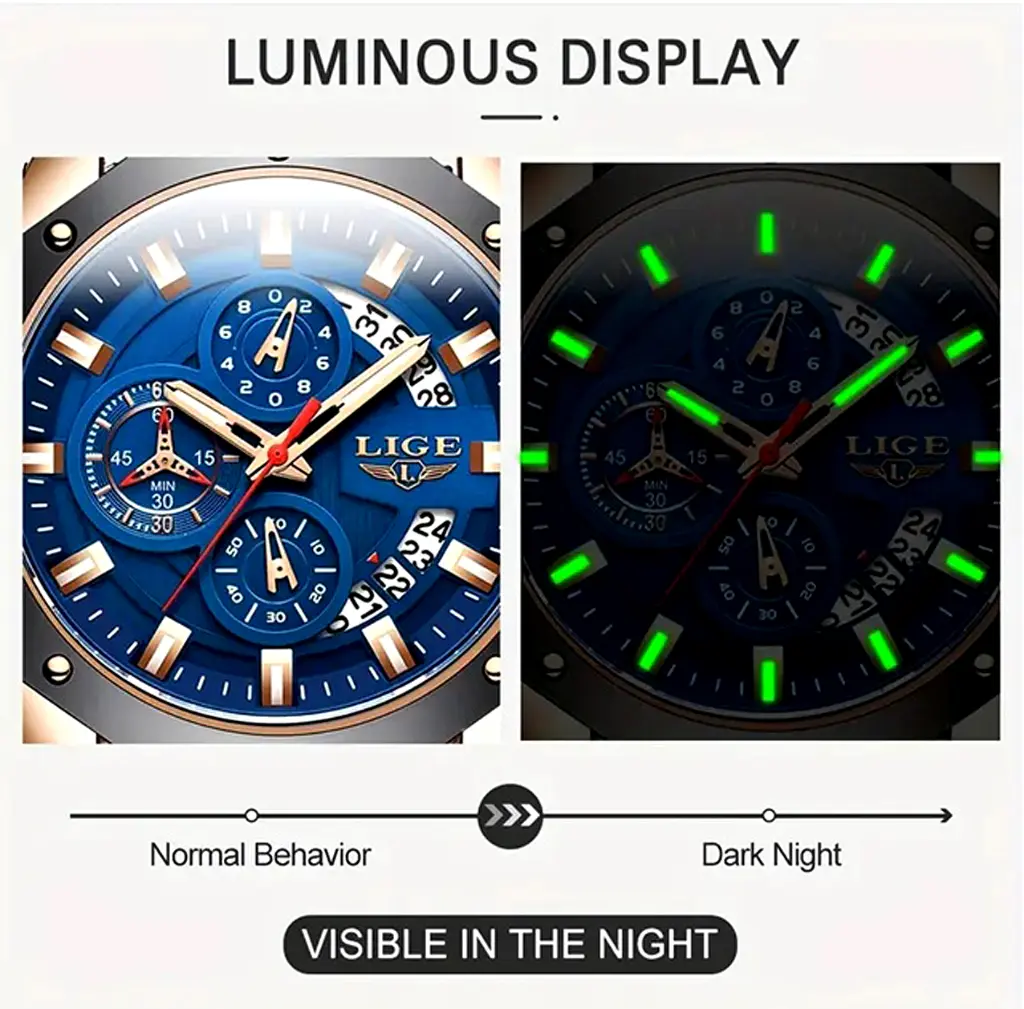 Reloj cronógrafo de calendario para hombre LIGE 6.webp