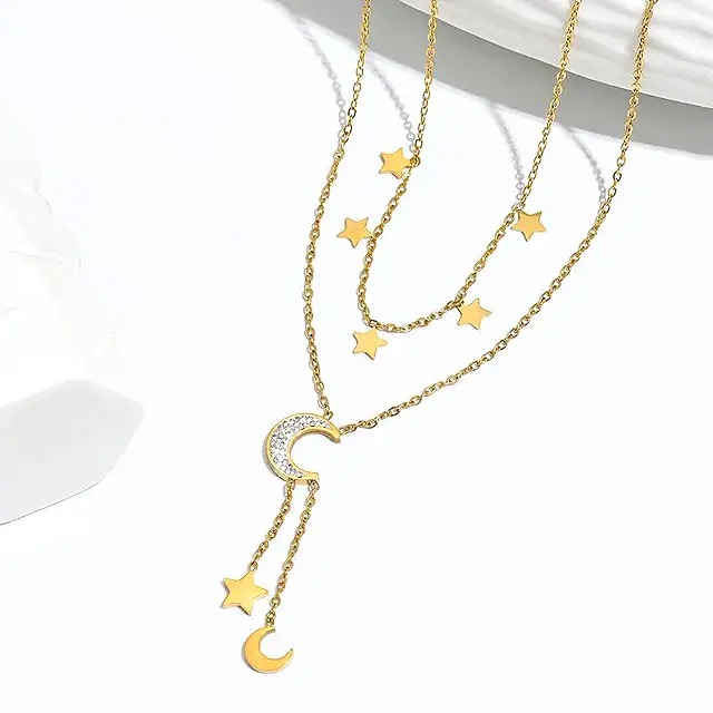 Collar Luna y Estrella doble capa 4.webp