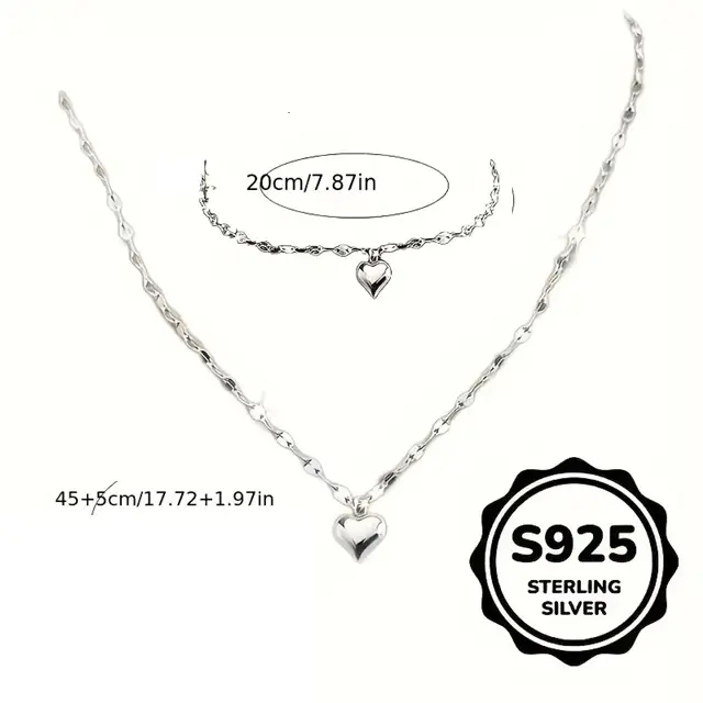 Collar y pulsera chic con dije de corazon 4.webp