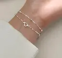 Brazalete de doble capa con forma de corazón Plata 925