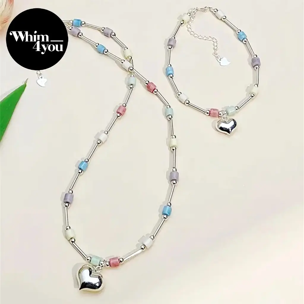 Collar y Pulsera Alxa Love Natural Plata 925 y Piedras naturales